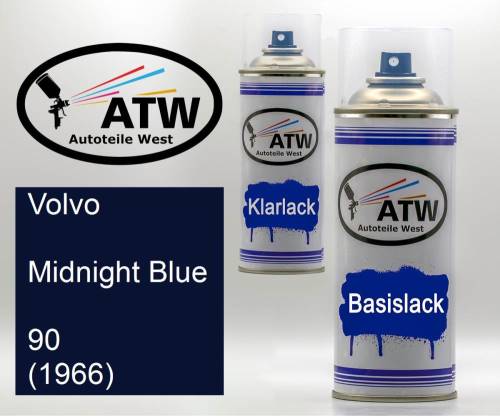 Volvo, Midnight Blue, 90 (1966): 400ml Sprühdose + 400ml Klarlack - Set, von ATW Autoteile West.